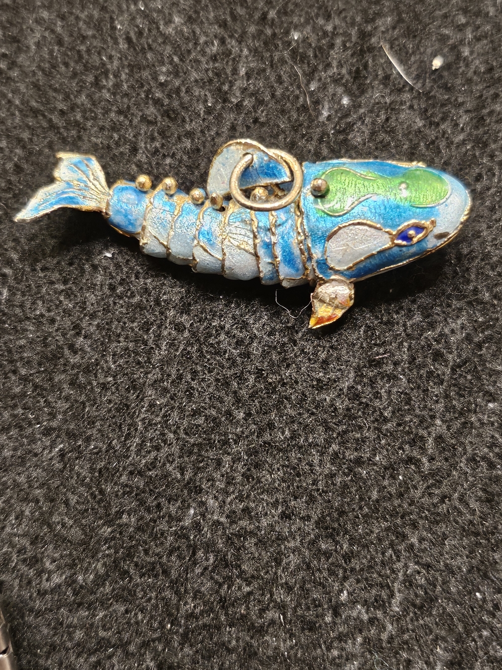 Blue and Green Enamel Fish Accent for Aquarium Decor